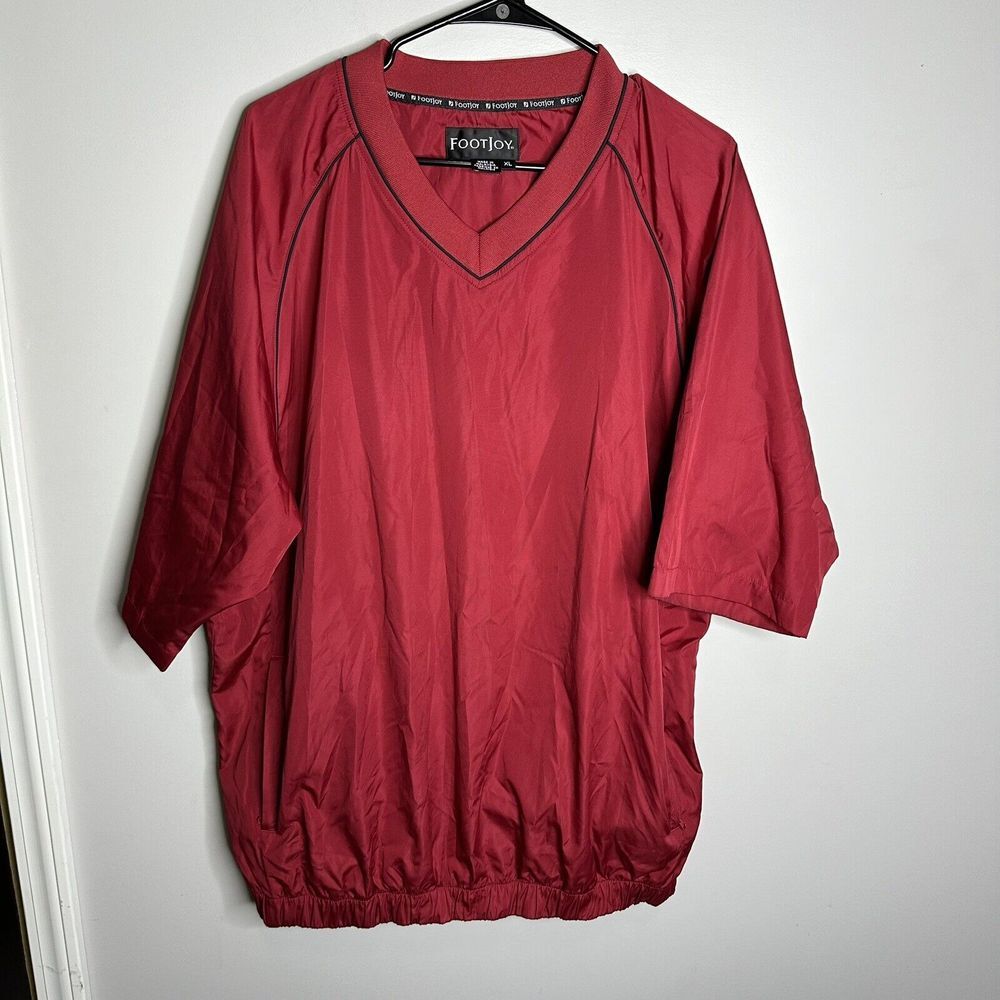 Men's Vintage‎ Footjoy FJ Size XL Red Short Sleeve Windbreaker Shirt